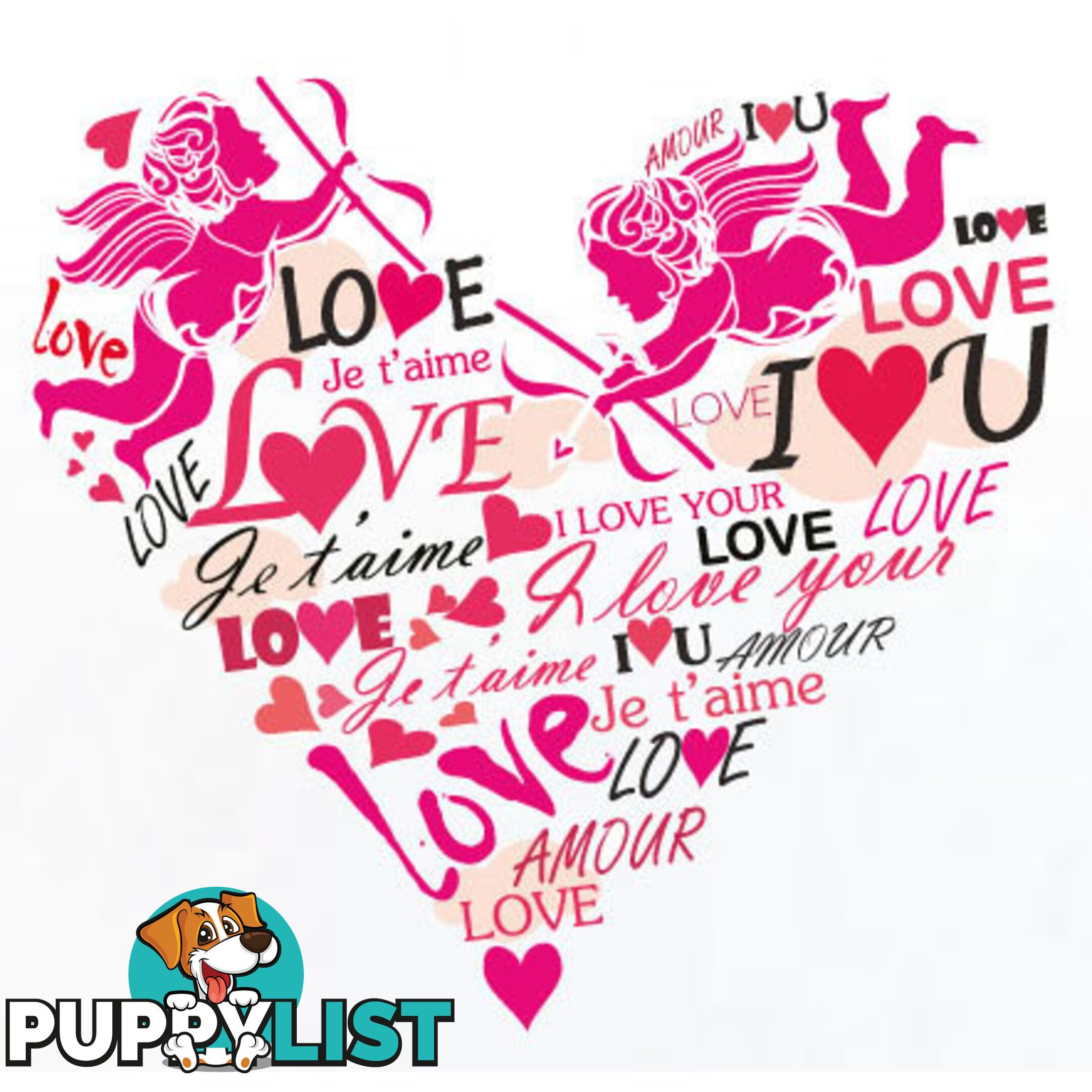 Large Size Pink Cupid Love Hearts Wall Stickers - Totally Movable