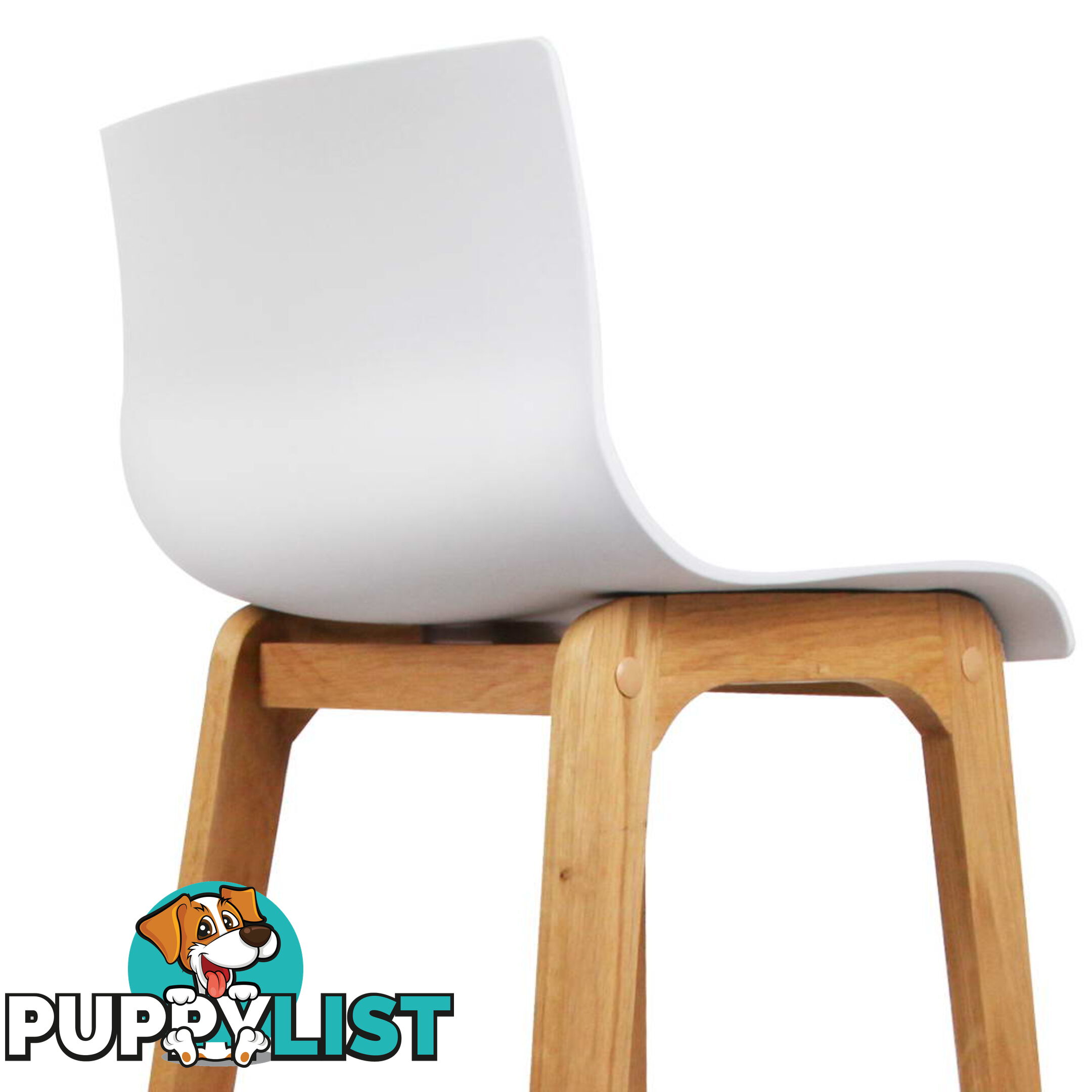 2 x High Seat Back Barstools Island Chair White