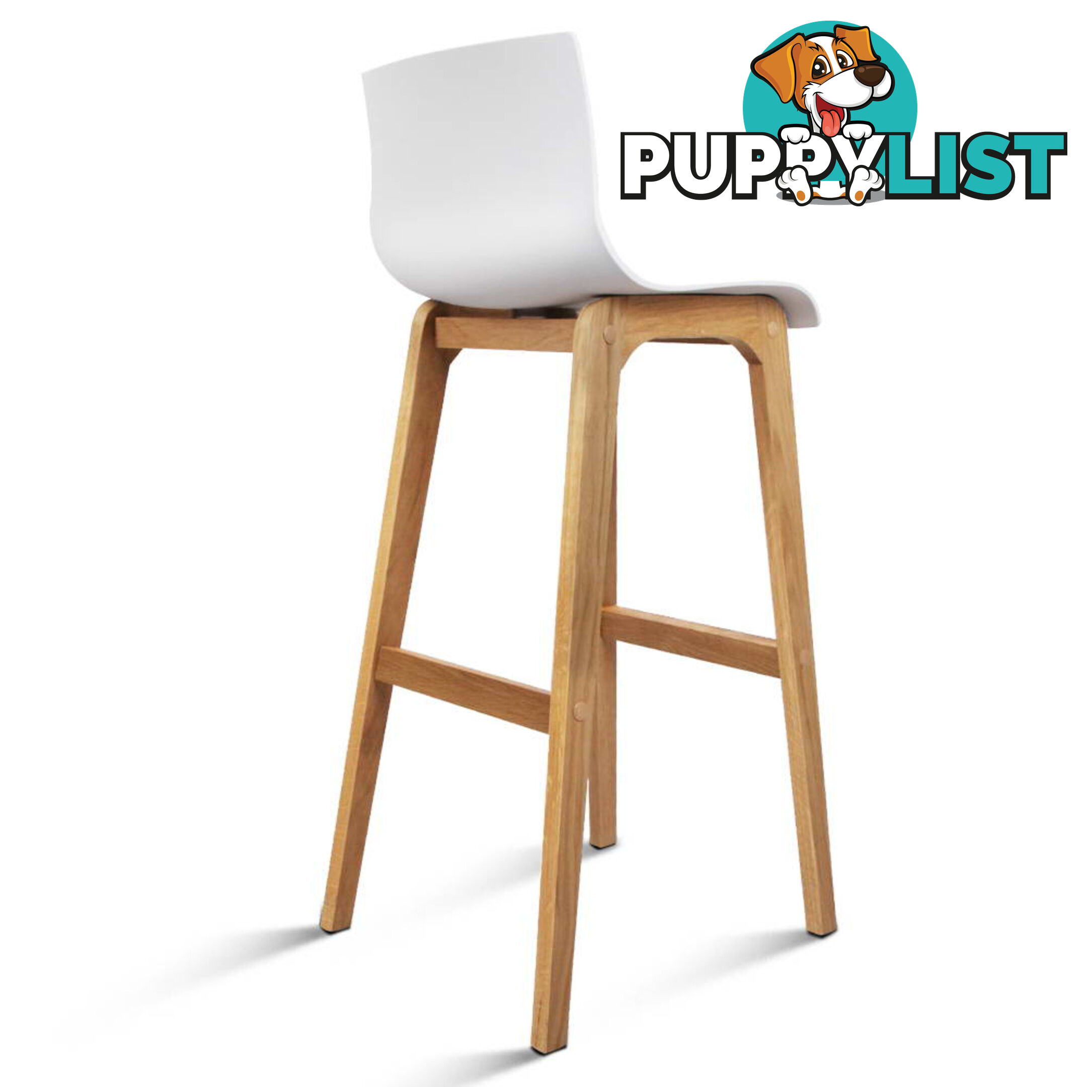 2 x High Seat Back Barstools Island Chair White