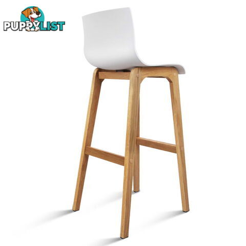 2 x High Seat Back Barstools Island Chair White