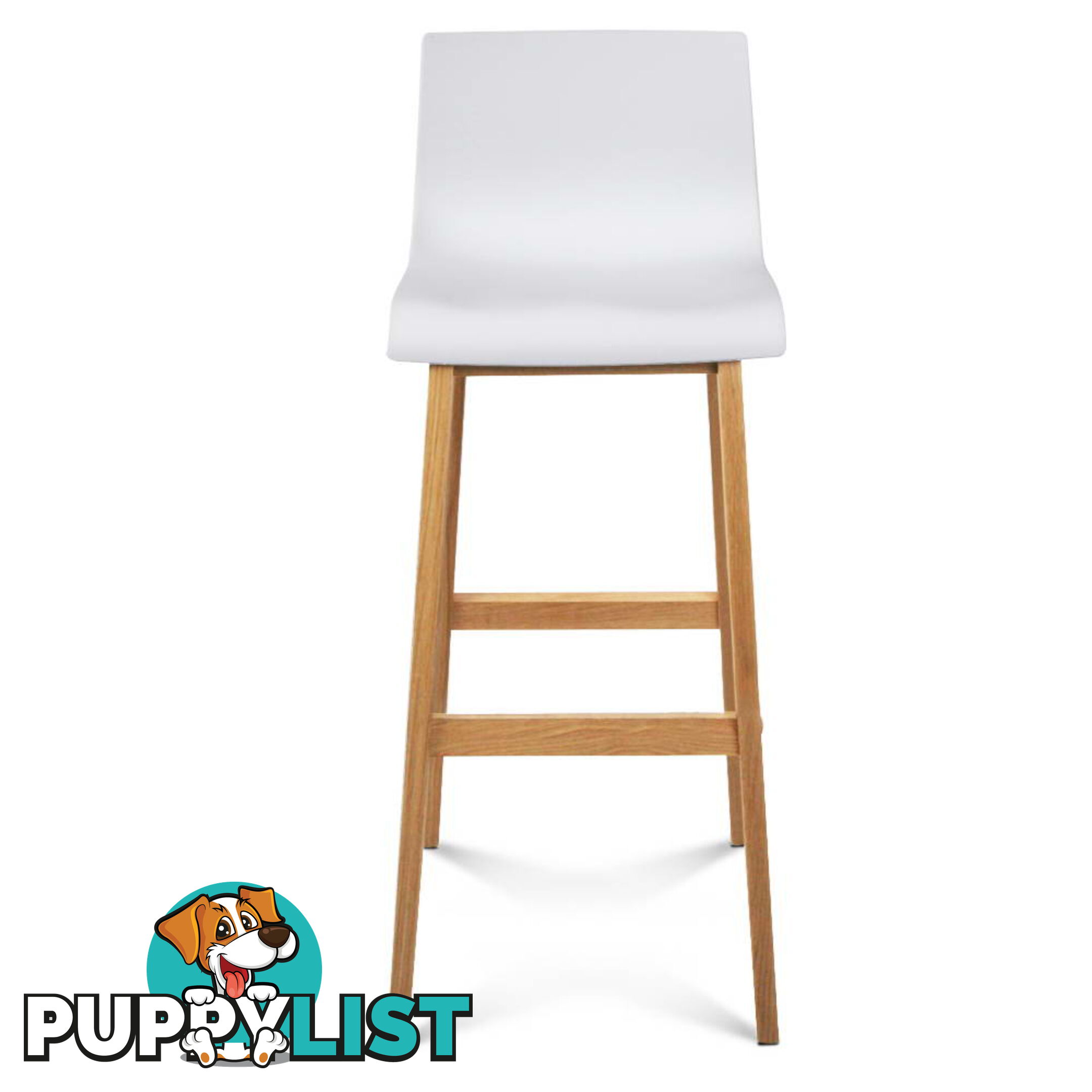 2 x High Seat Back Barstools Island Chair White