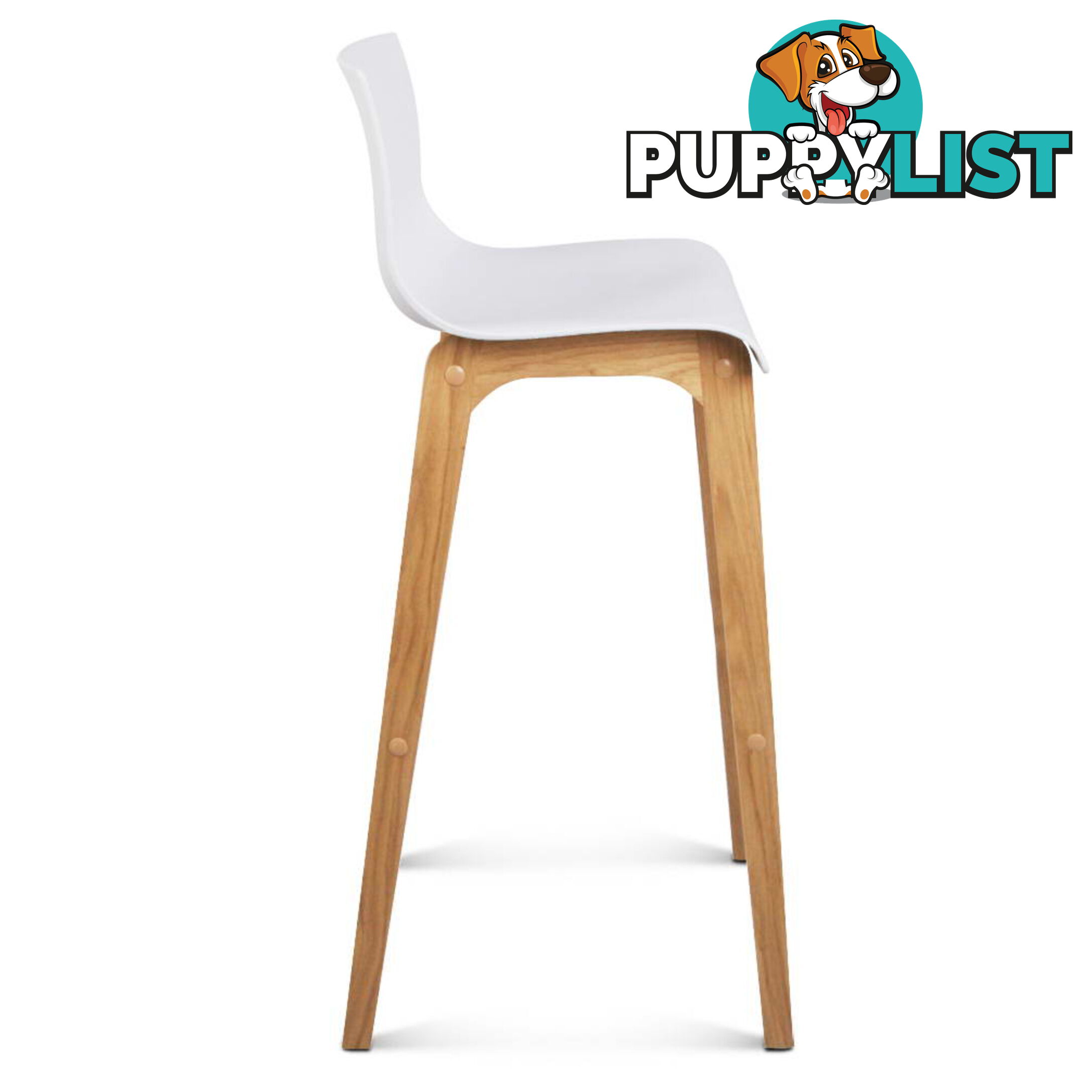 2 x High Seat Back Barstools Island Chair White