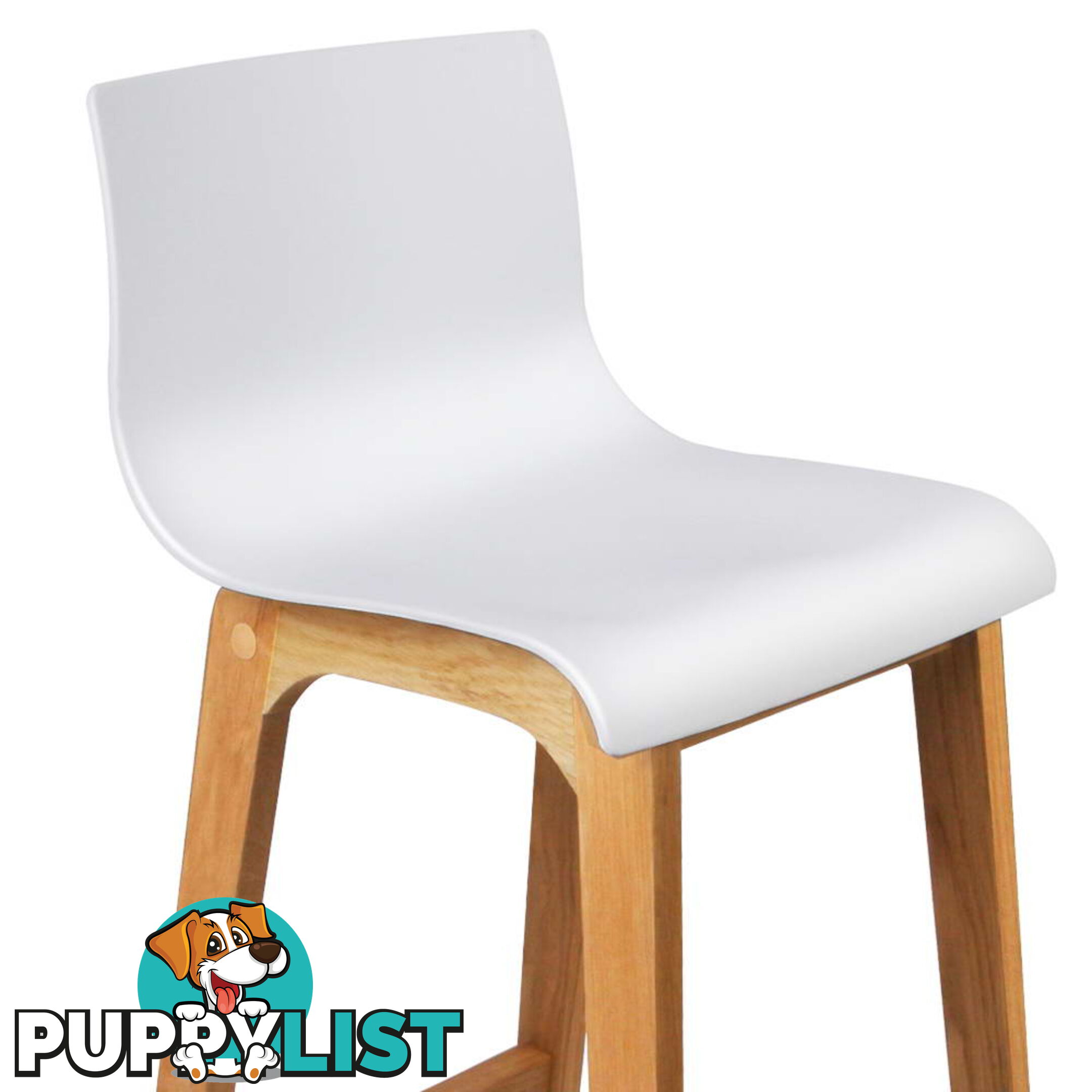 2 x High Seat Back Barstools Island Chair White