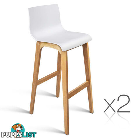 2 x High Seat Back Barstools Island Chair White