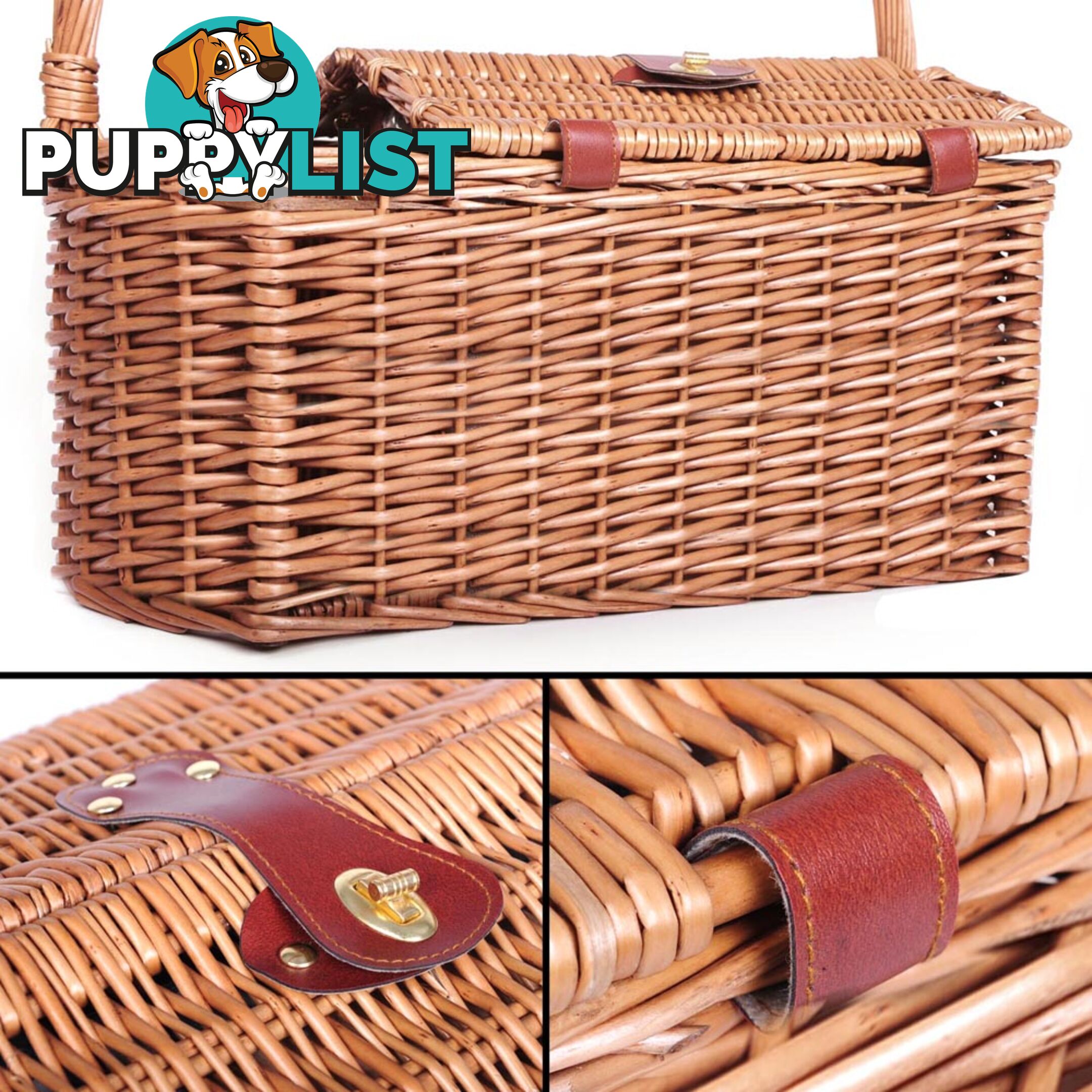 4 Person Picnic Basket Set with Blanket Black