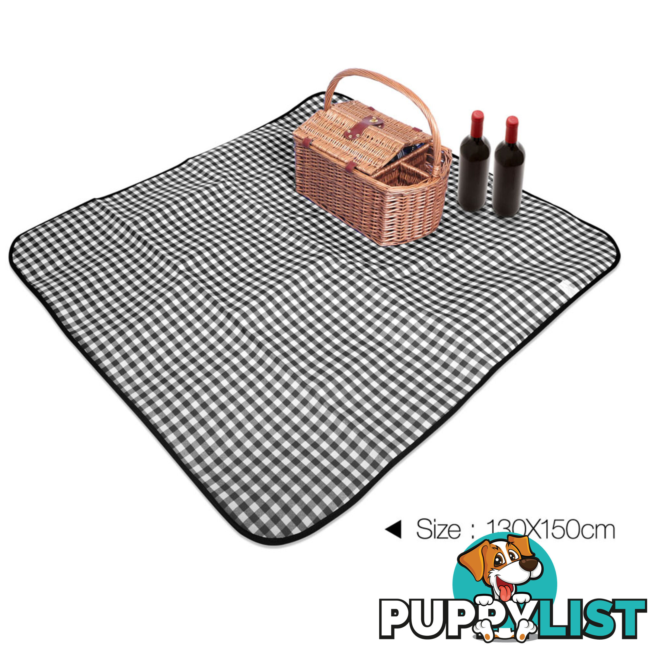 4 Person Picnic Basket Set with Blanket Black