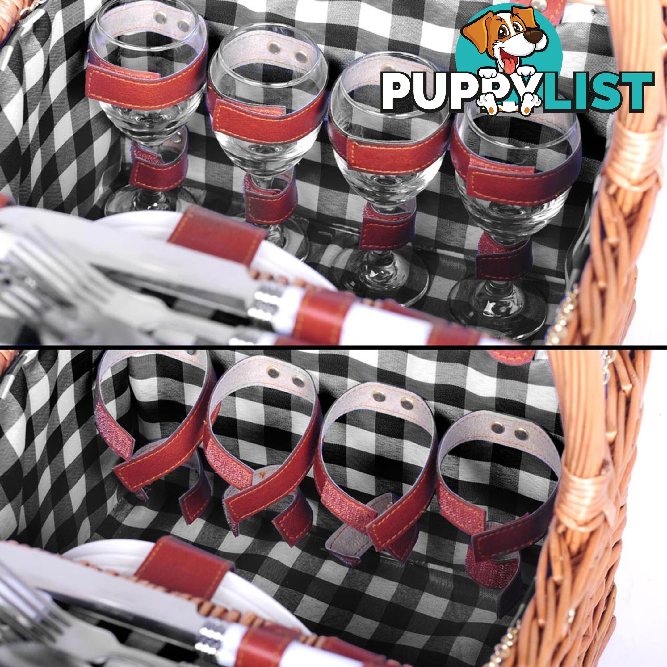 4 Person Picnic Basket Set with Blanket Black