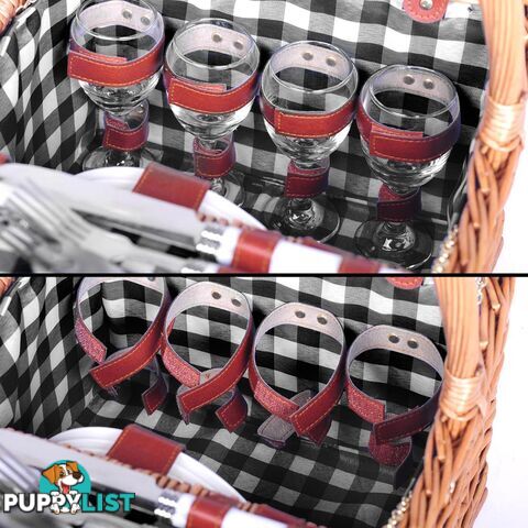 4 Person Picnic Basket Set with Blanket Black