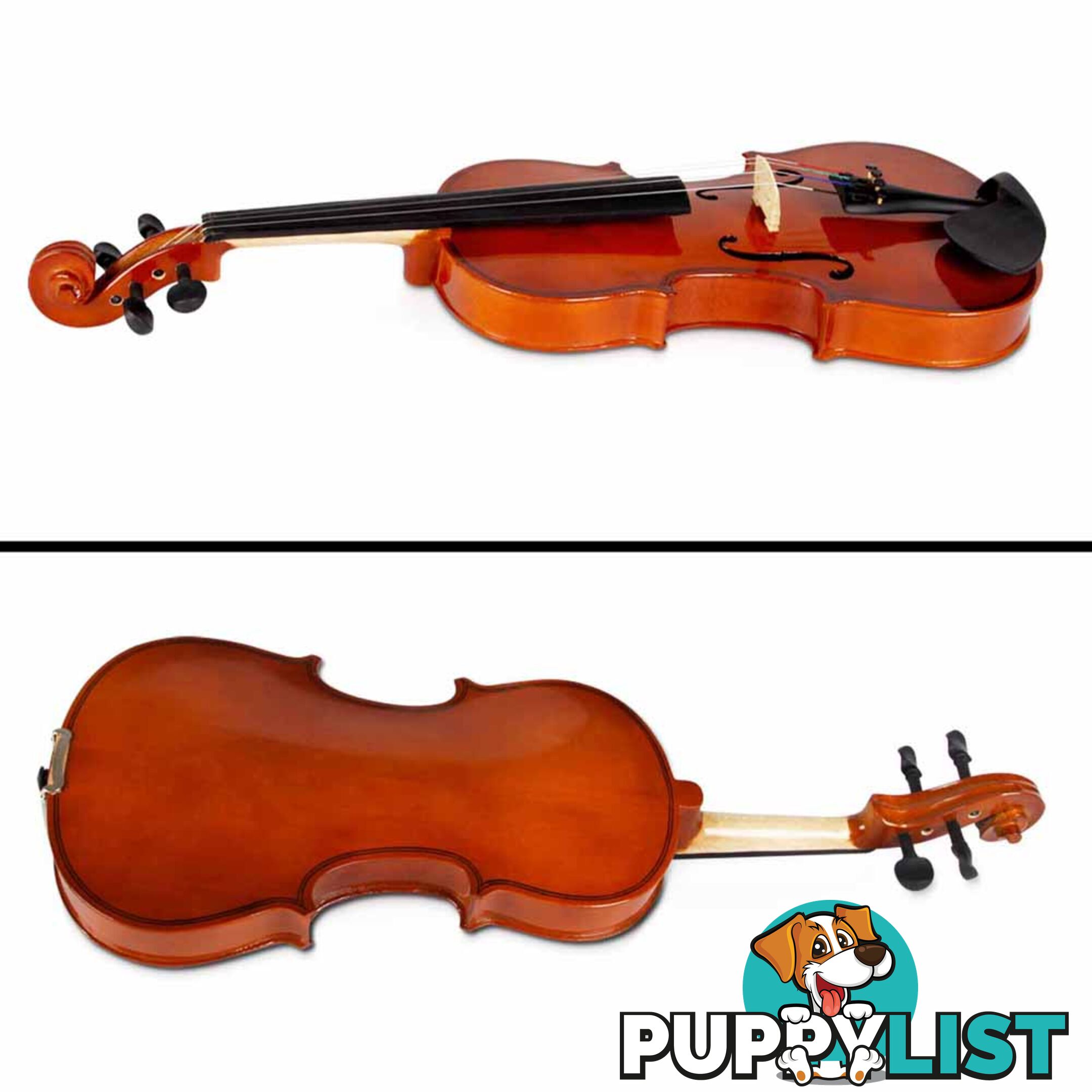 Full Size 4/4 Natural Wooden Beginner Violin Set Brown