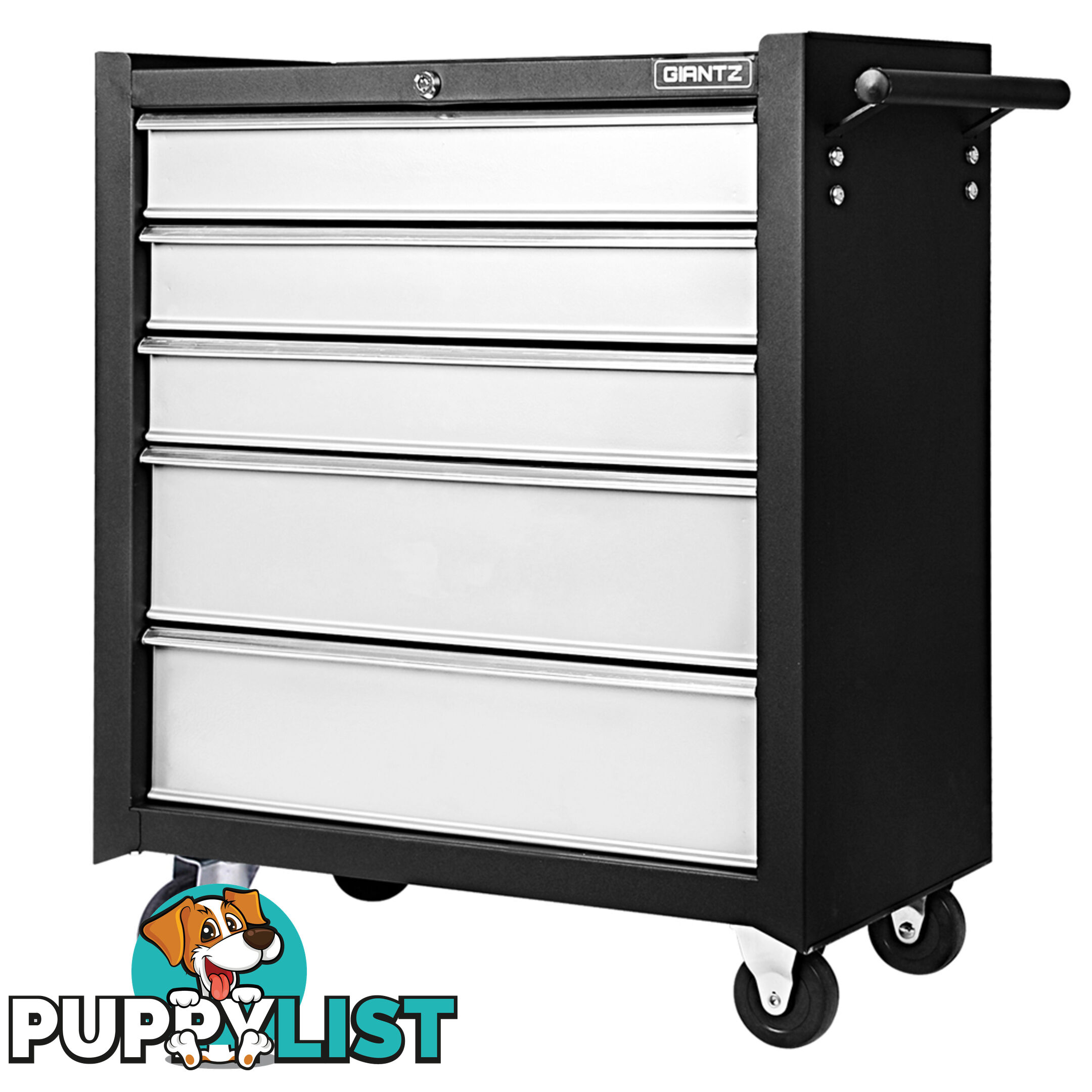 5 Drawers Toolbox Chest Cabinet Tool Box Roller Trolley Black Grey