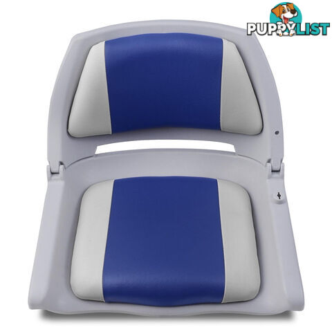 2 x Folding Marine Boat Seats Swivels All Weather Grade Vinyl Grey Blue