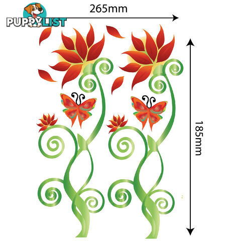 Medium Size Adorable Red Flower Vine Wall Stickers - Totally Movable