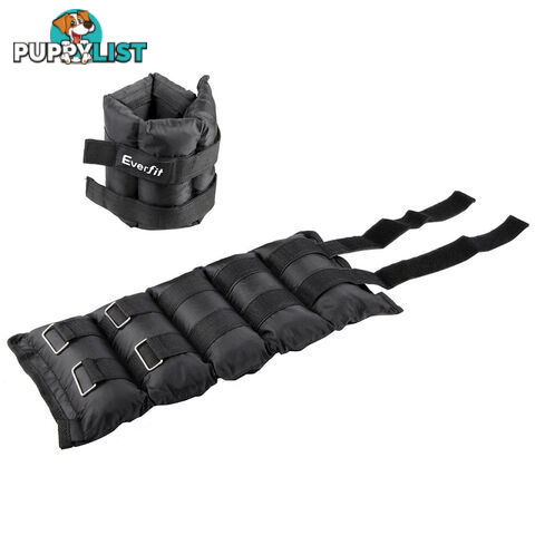 Set of 2 5 kg Wrist Ankle Weights Gym Training w/ Adjustable Pair Strap