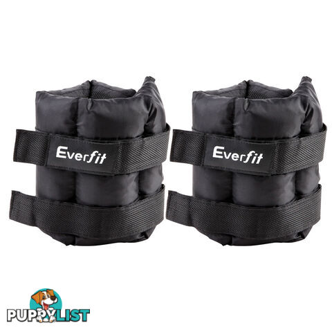 Set of 2 5 kg Wrist Ankle Weights Gym Training w/ Adjustable Pair Strap