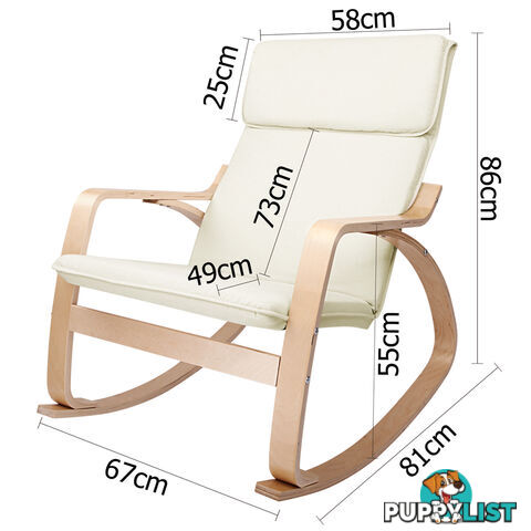 Bentwood Fabric Rocking Armchair Beige