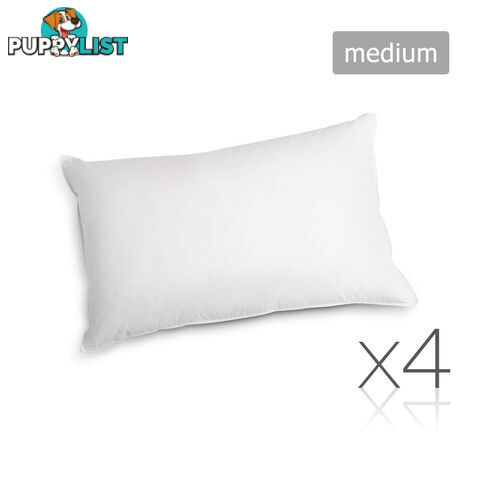 New 4 x Medium Bed Pillows Set Cotton Cover Family Hotel Air BNB 73 x 48cm