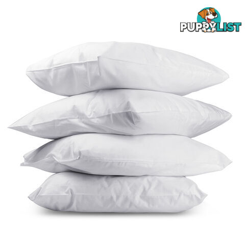 New 4 x Medium Bed Pillows Set Cotton Cover Family Hotel Air BNB 73 x 48cm