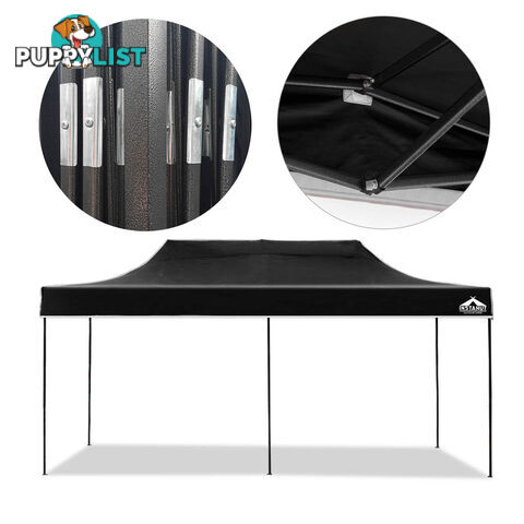 3m x 6m Pop-up Garden Outdoor Gazebo Black