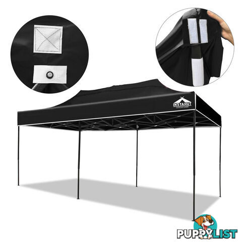 3m x 6m Pop-up Garden Outdoor Gazebo Black