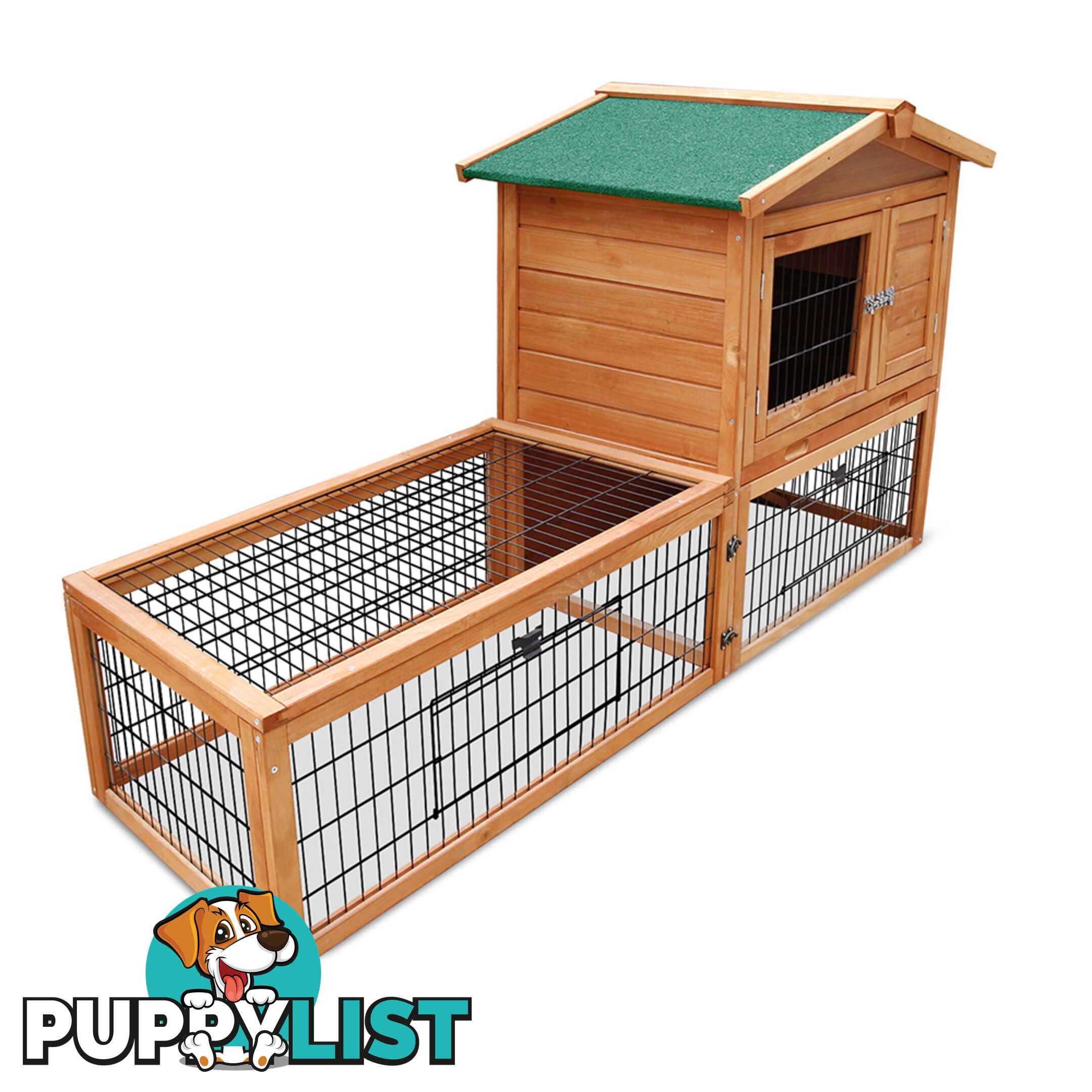 Pet House Chicken Coop Rabbit Double Storey Hutch Guinea Pig Ferret Cage Green