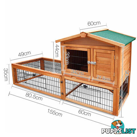 Pet House Chicken Coop Rabbit Double Storey Hutch Guinea Pig Ferret Cage Green