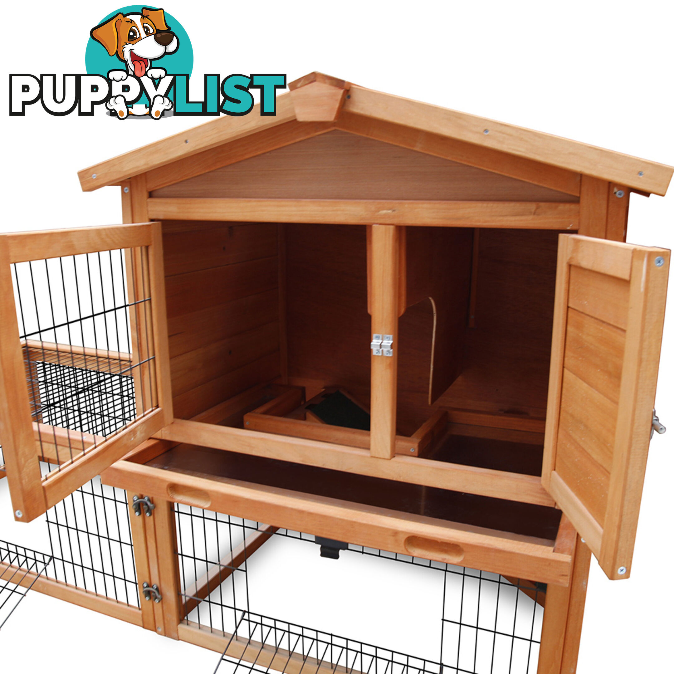 Pet House Chicken Coop Rabbit Double Storey Hutch Guinea Pig Ferret Cage Green