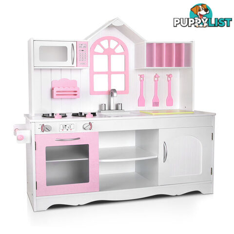 Kids Toys Wooden Kitchen Playset Pretend Food Cooking Set Children Home Cookware