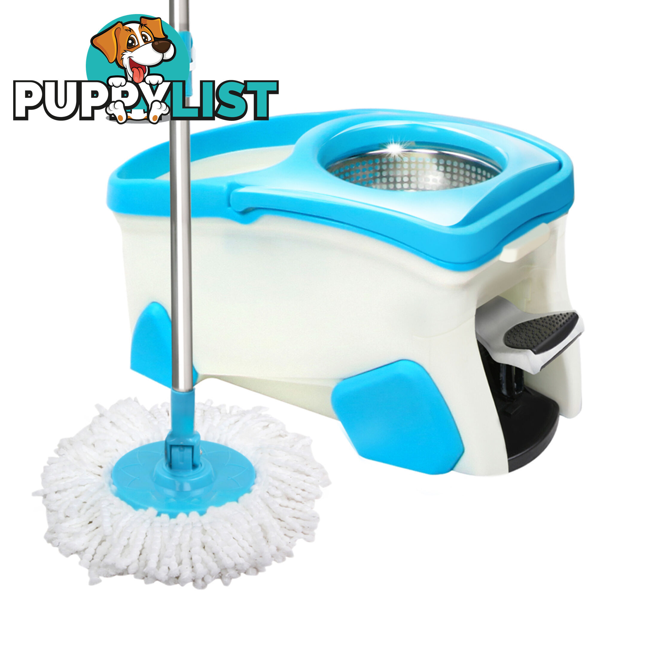 360 Degree Spinning Mop Stainless Steel Spin Dry 9L Bucket Extra Mop Head Blue