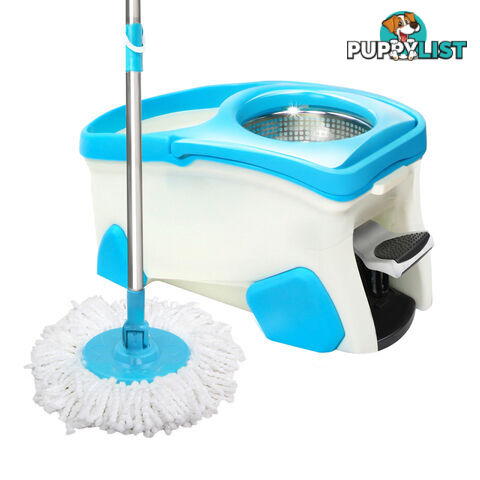 360 Degree Spinning Mop Stainless Steel Spin Dry 9L Bucket Extra Mop Head Blue