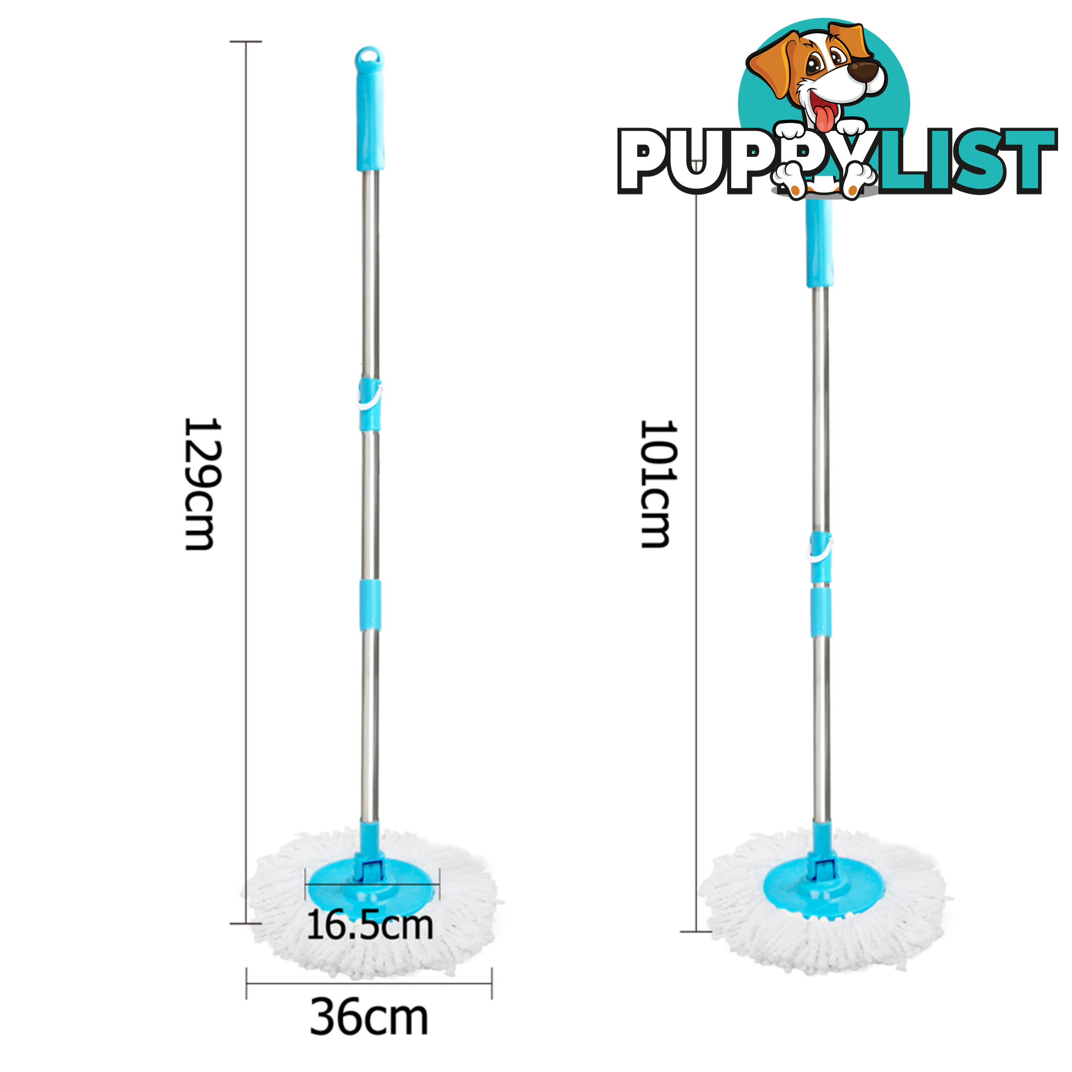 360 Degree Spinning Mop Stainless Steel Spin Dry 9L Bucket Extra Mop Head Blue