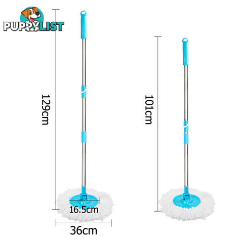 360 Degree Spinning Mop Stainless Steel Spin Dry 9L Bucket Extra Mop Head Blue