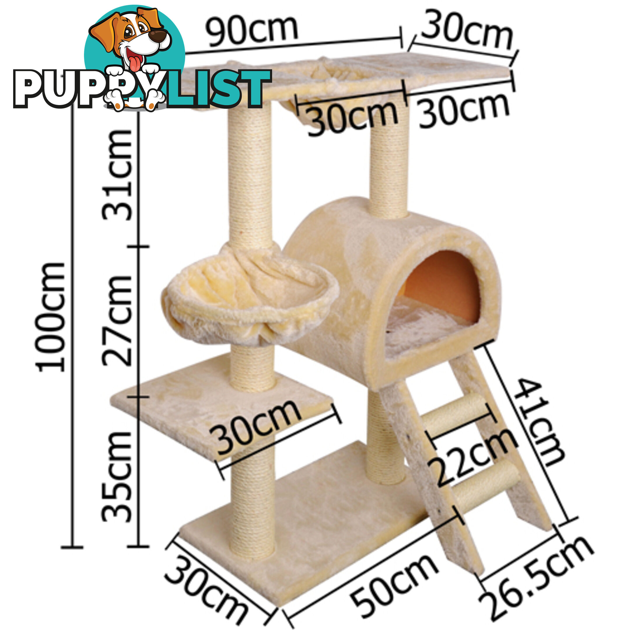 Cat Scratching Poles Tree Toy Scratcher Post Gym House Climber 100cm Beige