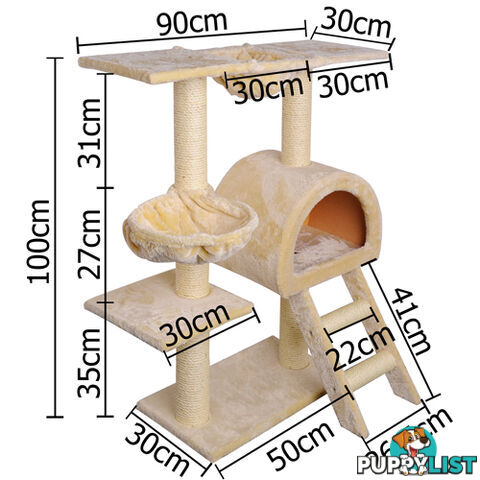 Cat Scratching Poles Tree Toy Scratcher Post Gym House Climber 100cm Beige