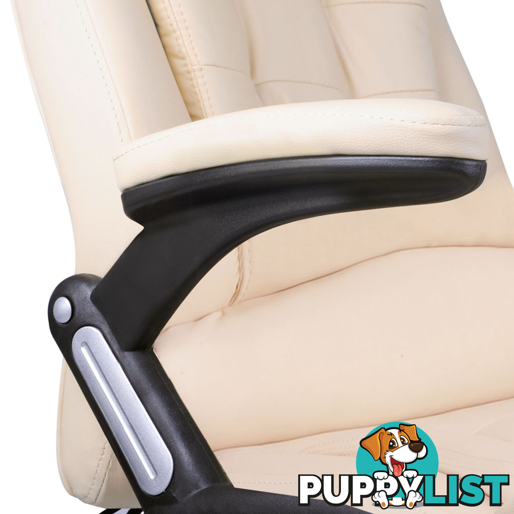 8 Point Massage Executive PU Leather Office Computer Chair Wireless Remote Beige