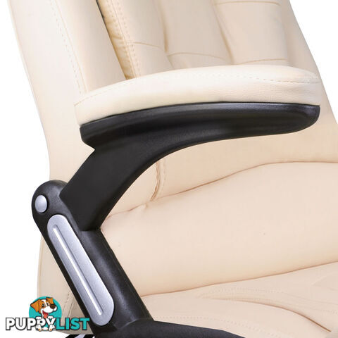 8 Point Massage Executive PU Leather Office Computer Chair Wireless Remote Beige