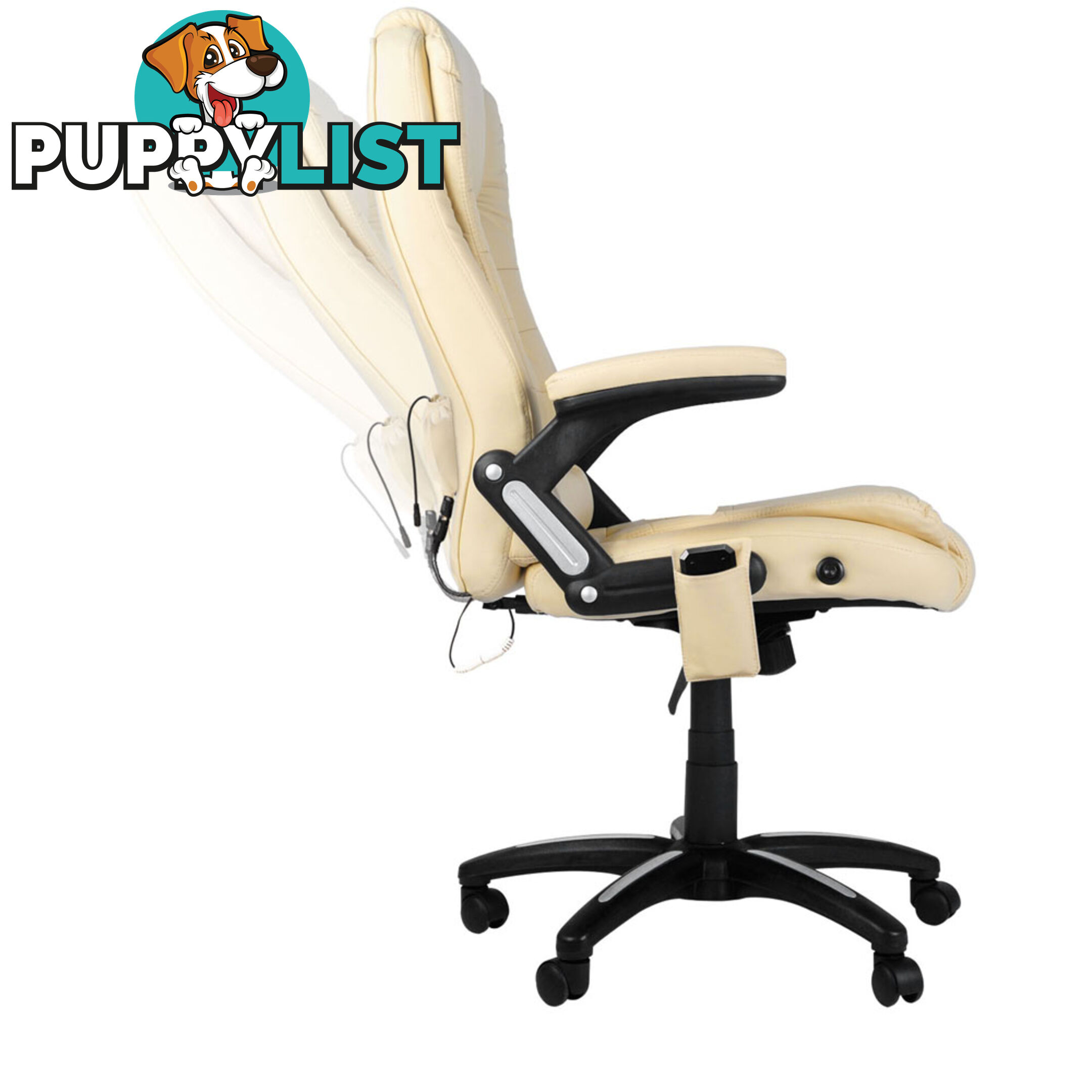 8 Point Massage Executive PU Leather Office Computer Chair Wireless Remote Beige