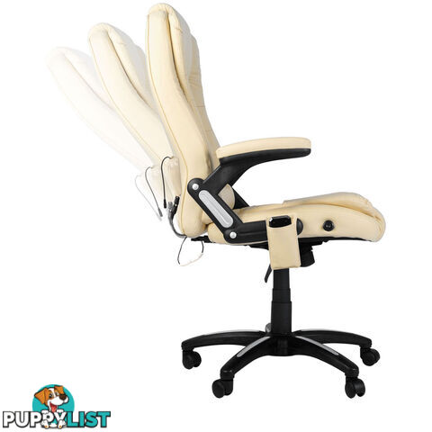 8 Point Massage Executive PU Leather Office Computer Chair Wireless Remote Beige