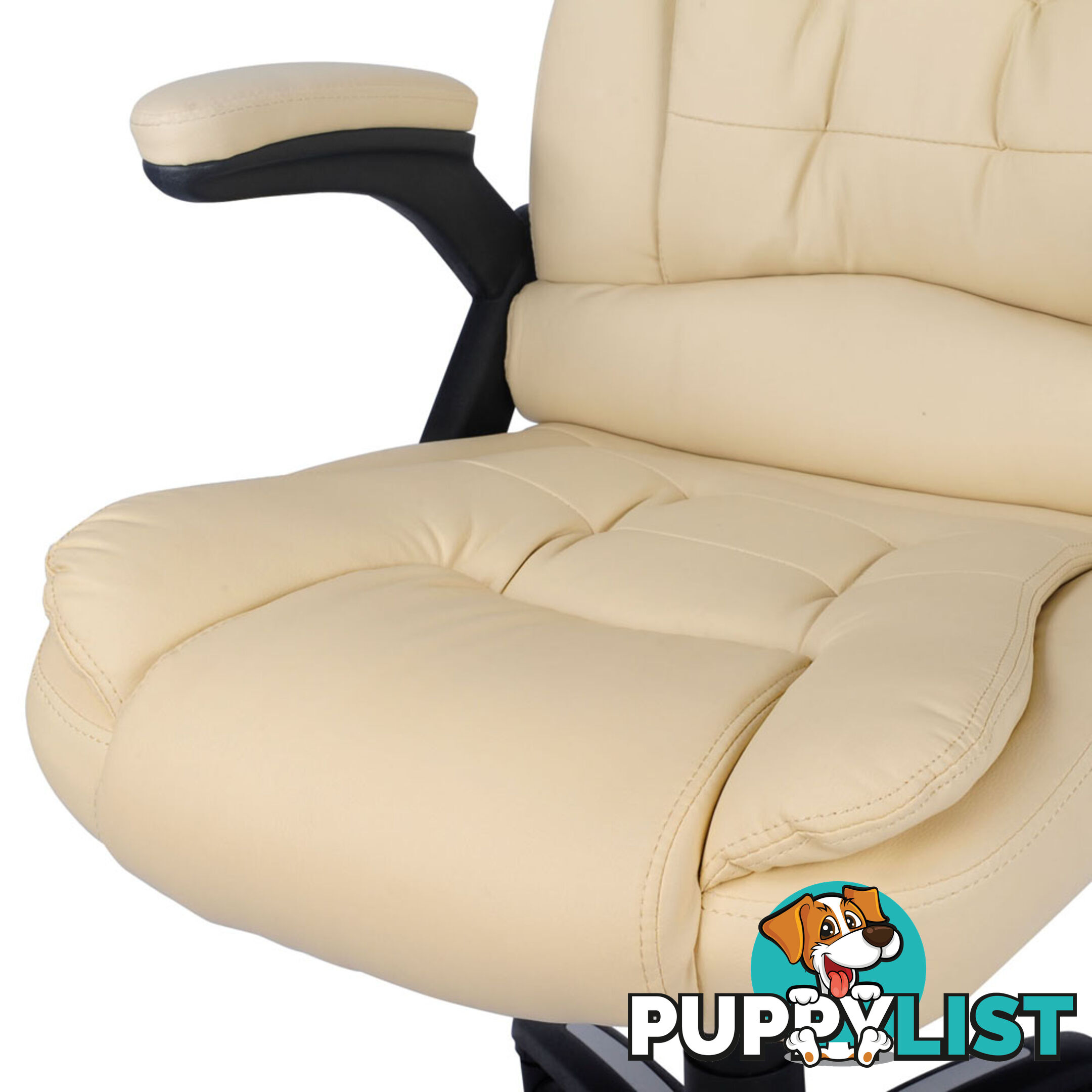 8 Point Massage Executive PU Leather Office Computer Chair Wireless Remote Beige