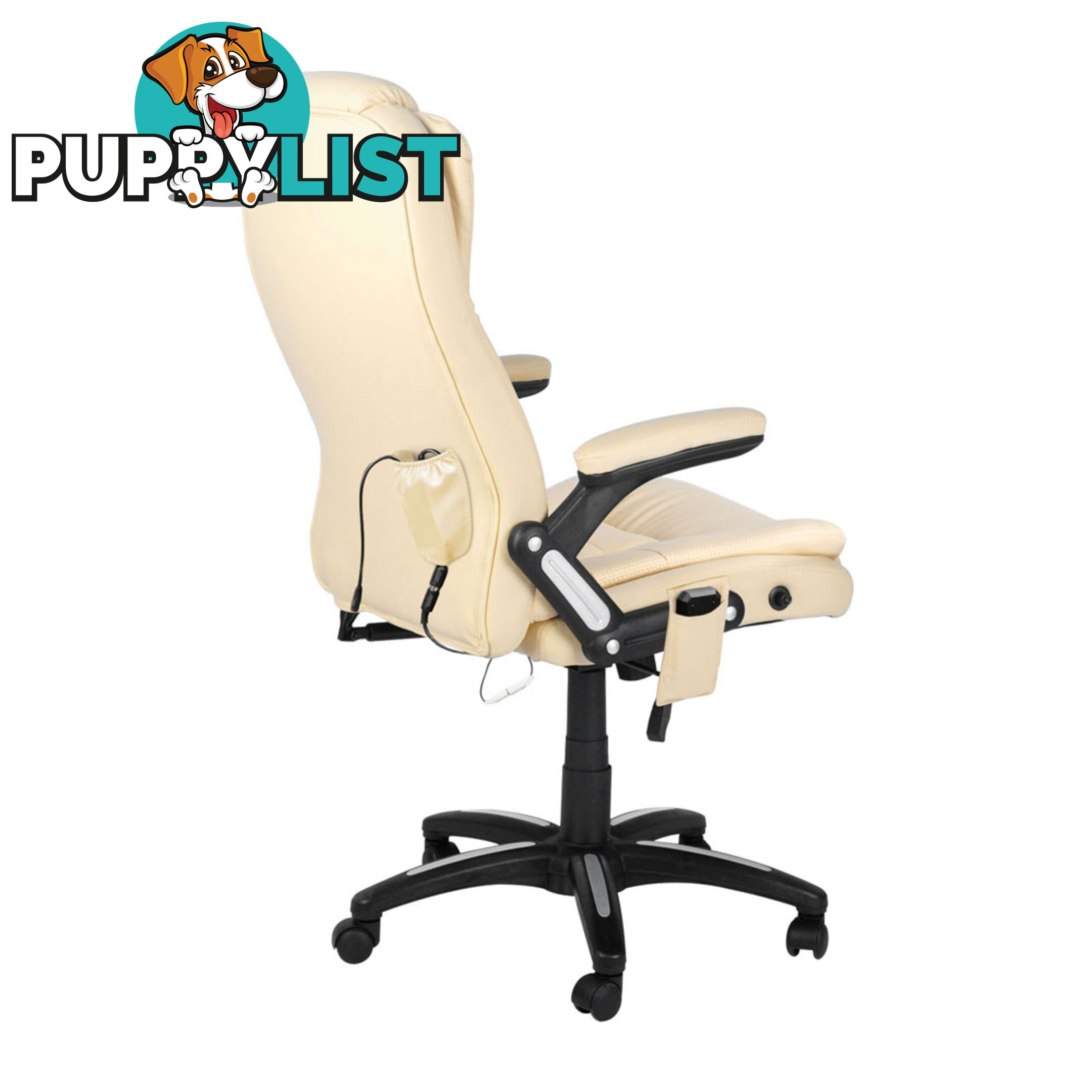 8 Point Massage Executive PU Leather Office Computer Chair Wireless Remote Beige