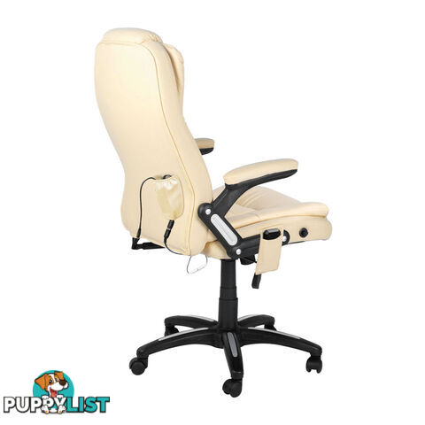 8 Point Massage Executive PU Leather Office Computer Chair Wireless Remote Beige