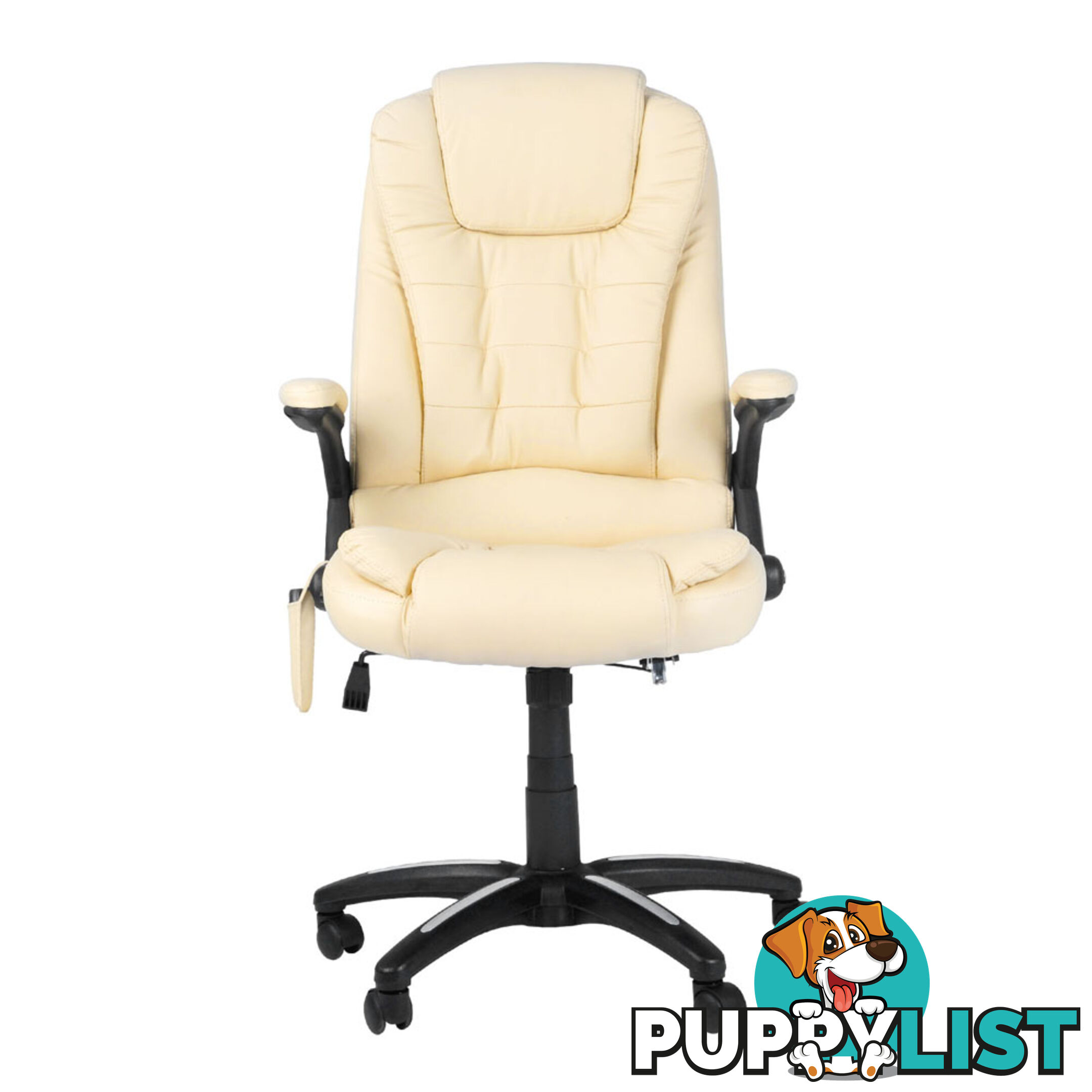 8 Point Massage Executive PU Leather Office Computer Chair Wireless Remote Beige