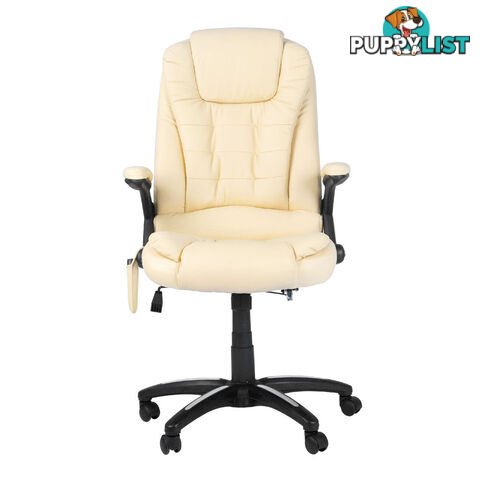 8 Point Massage Executive PU Leather Office Computer Chair Wireless Remote Beige