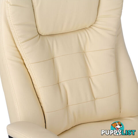 8 Point Massage Executive PU Leather Office Computer Chair Wireless Remote Beige