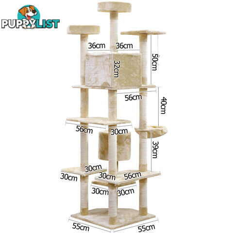 203cm Cat Scratching Poles Post Furniture Tree House Beige