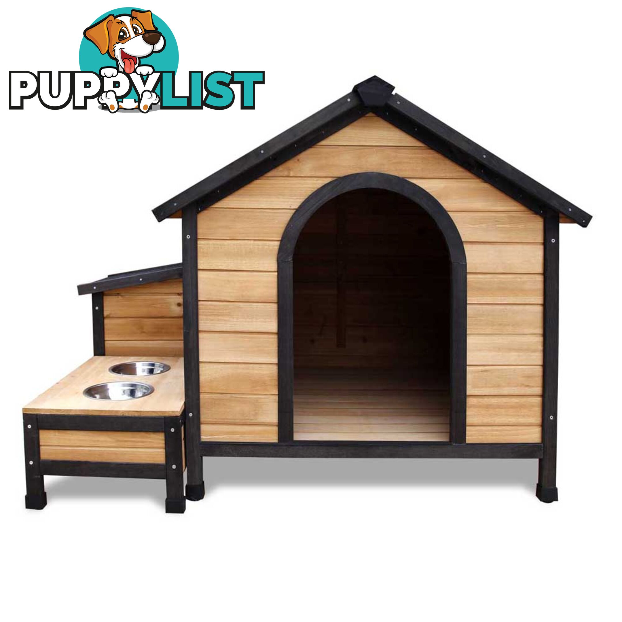 Timber Dog Kennel w/ Food Bowls