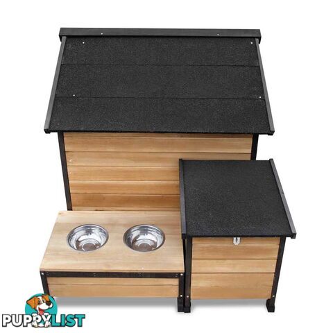 Timber Dog Kennel w/ Food Bowls