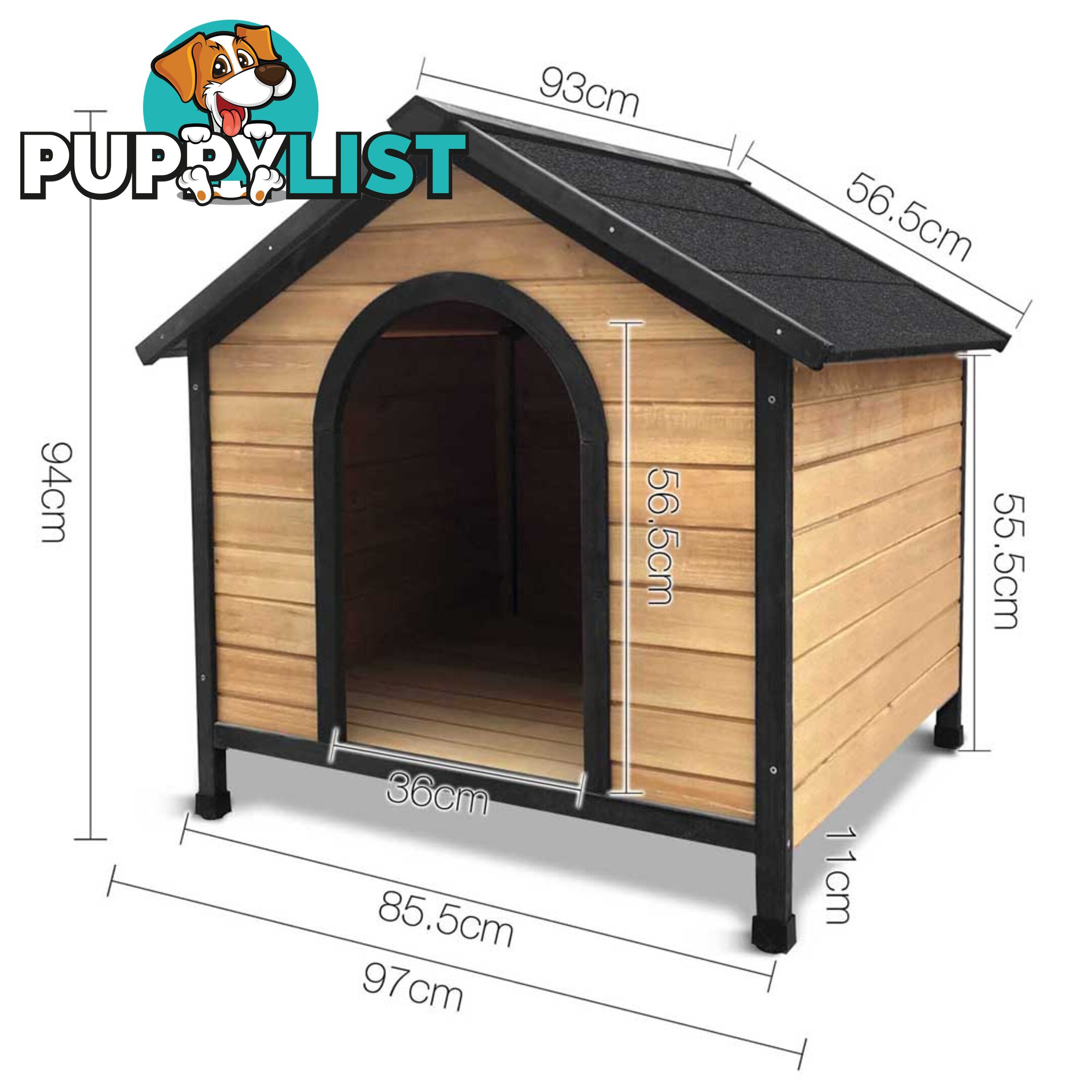 Timber Dog Kennel w/ Food Bowls