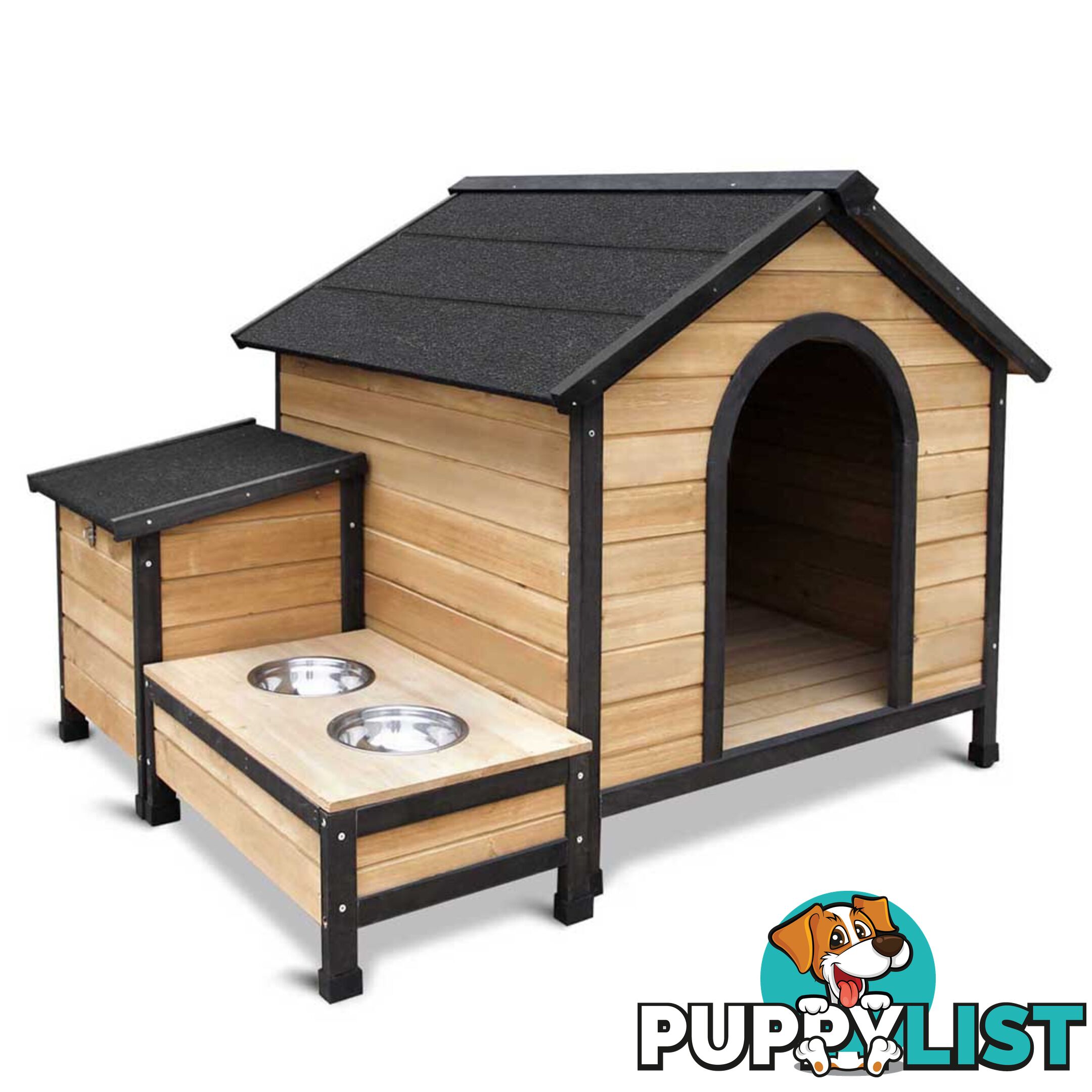 Timber Dog Kennel w/ Food Bowls