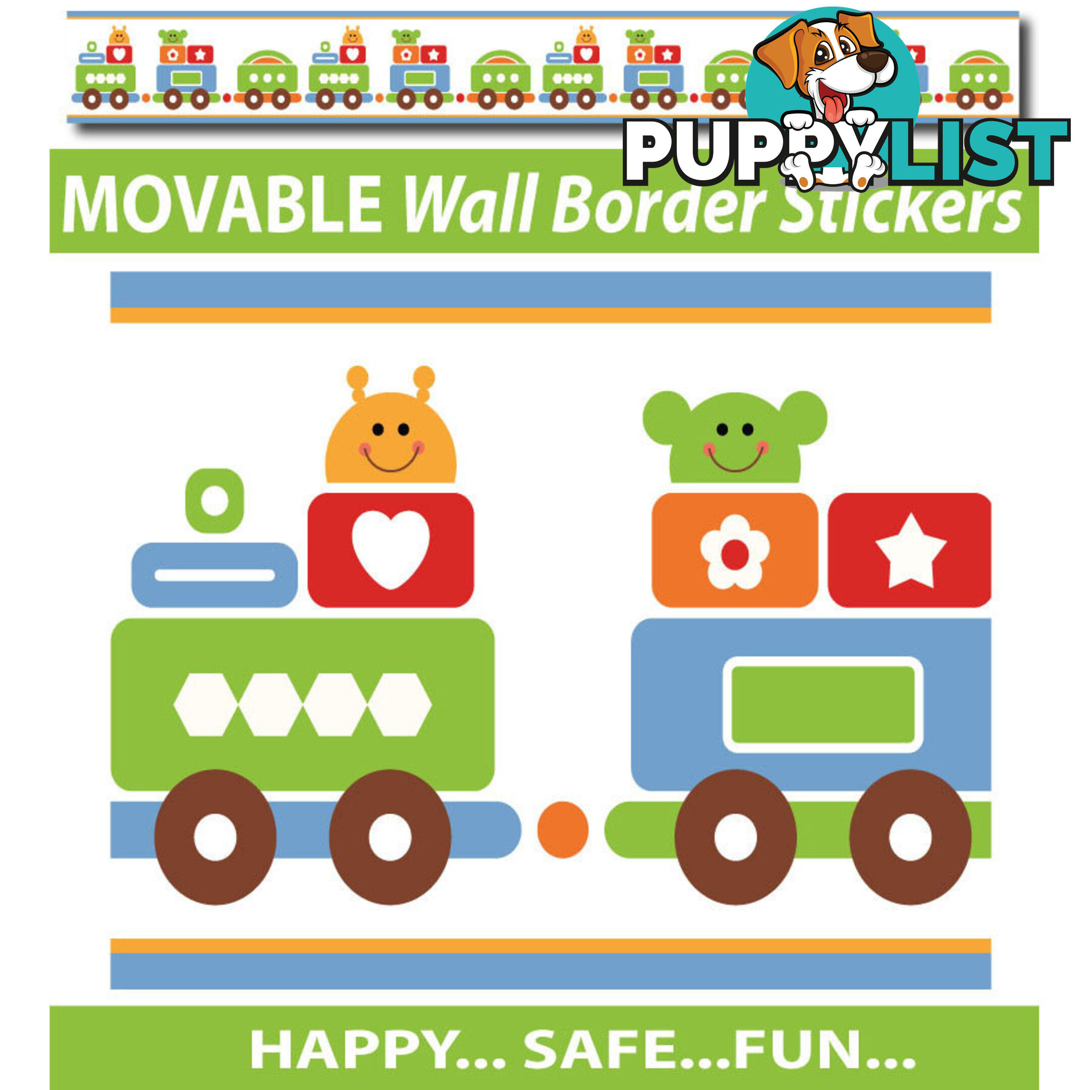 Train Wall Border Stickers - Totally Movable and Reusable