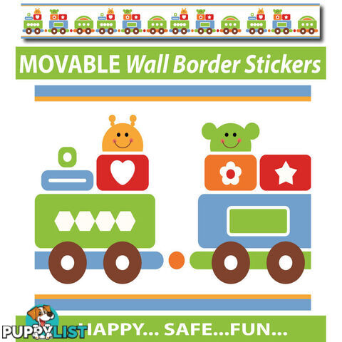 Train Wall Border Stickers - Totally Movable and Reusable